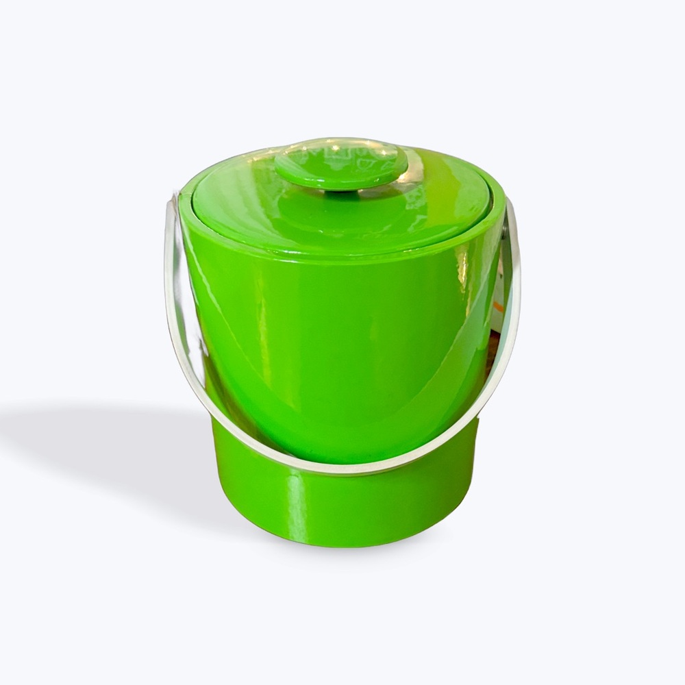 VINTAGE :: MCM lime vinyl ice bucket